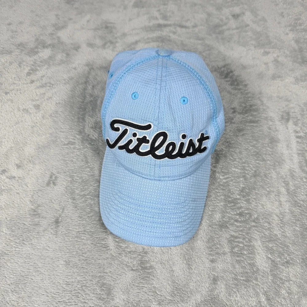 Titleist Mens OSFA Golf Hat Light Blue Adjustable Strapback Mesh